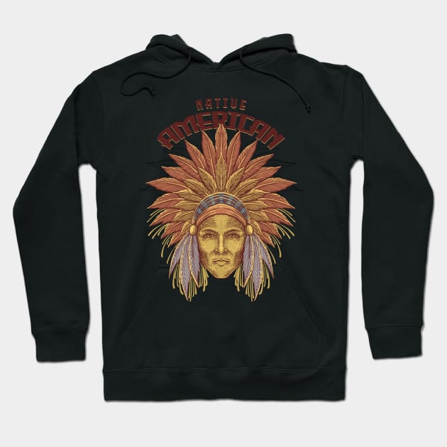 Indian Head Illustration Hoodie by Tonymidi Artworks Studio